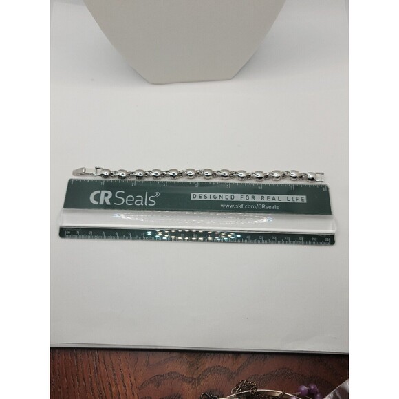 Silver Round CZ Rhinestone ? Tennis Bracelet - Picture 3 of 6